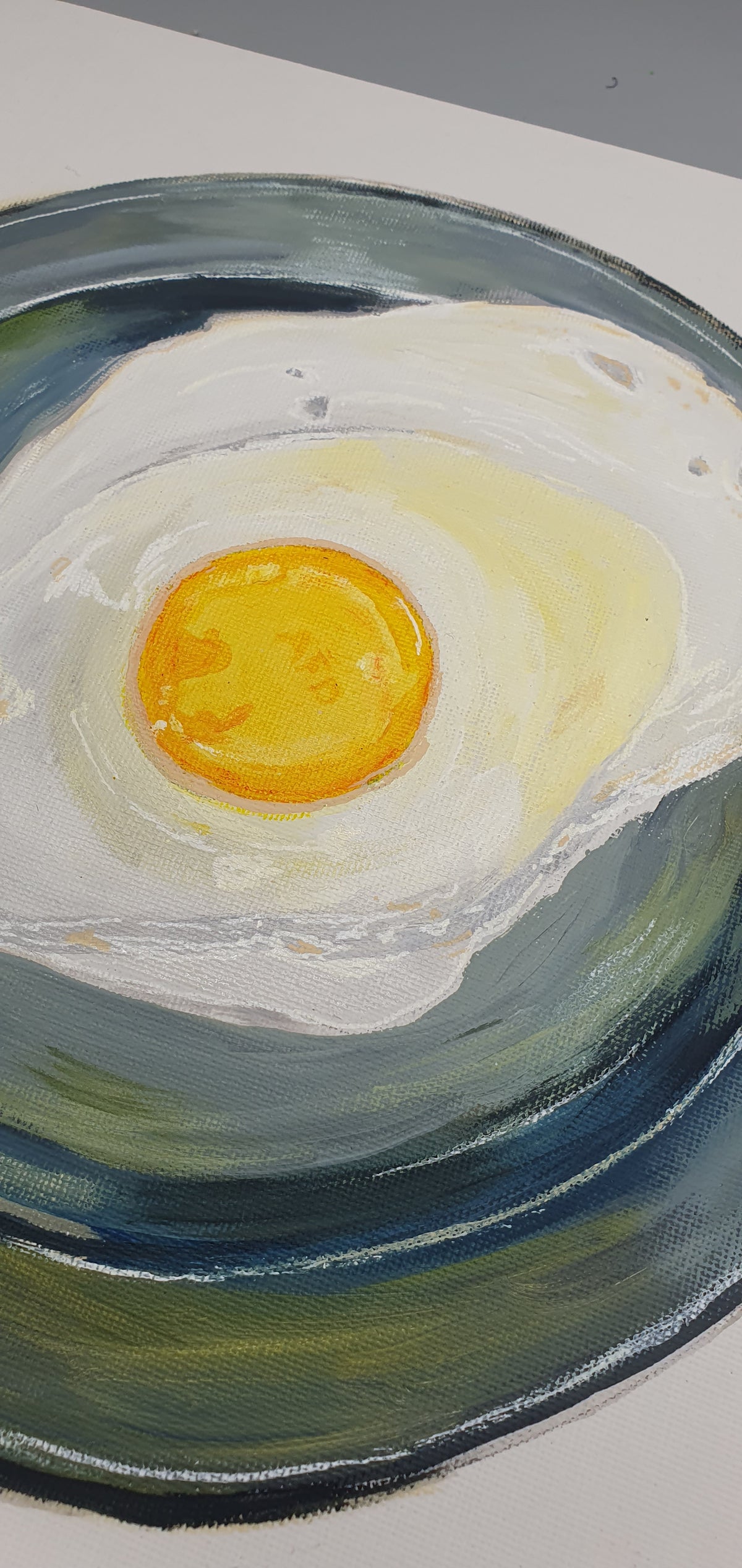 FCK AFD EI- handgemaltes, handsigniertes Acrylbild von TineKunst auf Malpappe 30x30 cm, Spiegelei auf Teller