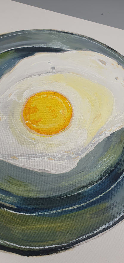 FCK AFD EI- handgemaltes, handsigniertes Acrylbild von TineKunst auf Malpappe 30x30 cm, Spiegelei auf Teller