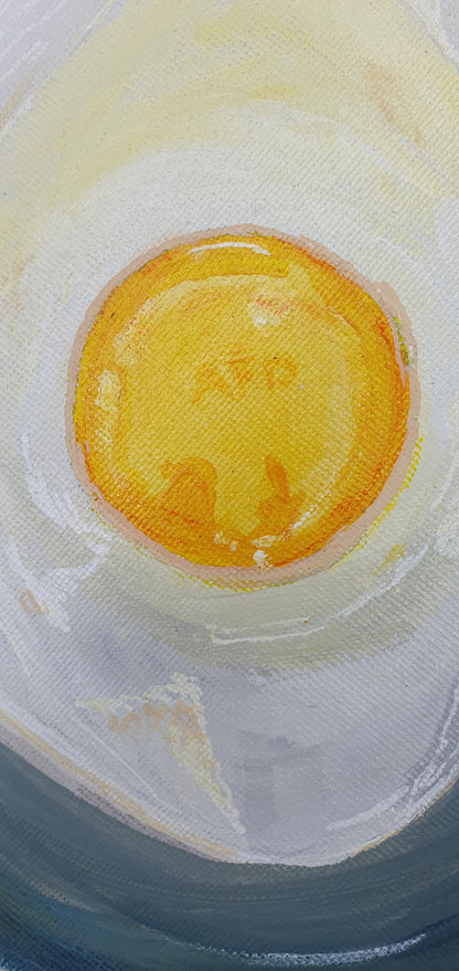 FCK AFD EI- handgemaltes, handsigniertes Acrylbild von TineKunst auf Malpappe 30x30 cm, Spiegelei auf Teller